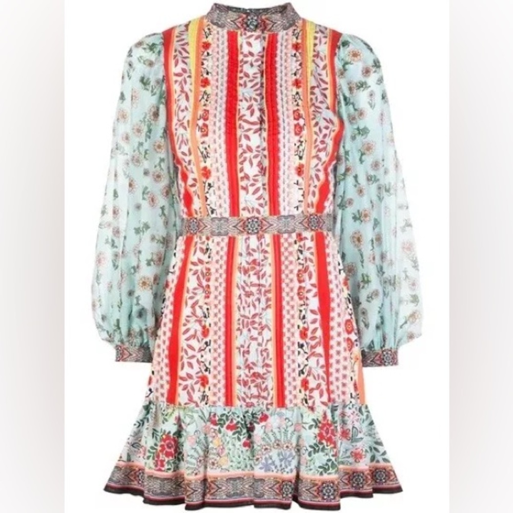 Alice + Olivia Raya Paloma Floral Puff Sleeve Dress size 2